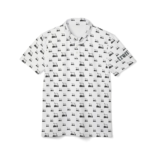 Ivory & Ebony Mens Polo Golf Cart Print - Perfect for Casual Outings & Everyday Wear