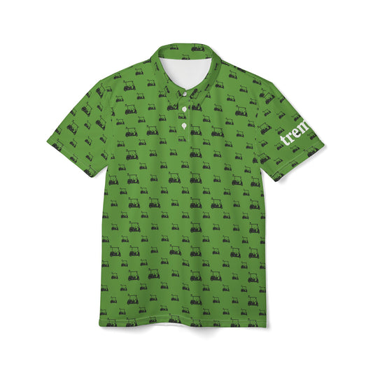 Lime Mens Polo Golf Cart Print - Perfect for Casual Outings & Everyday Wear