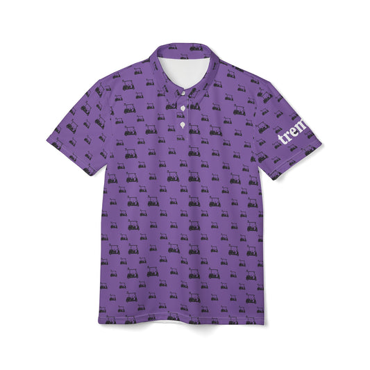 Purple Mens Polo Shirt Golf Cart Print - Perfect for Casual Outings & Everyday Wear